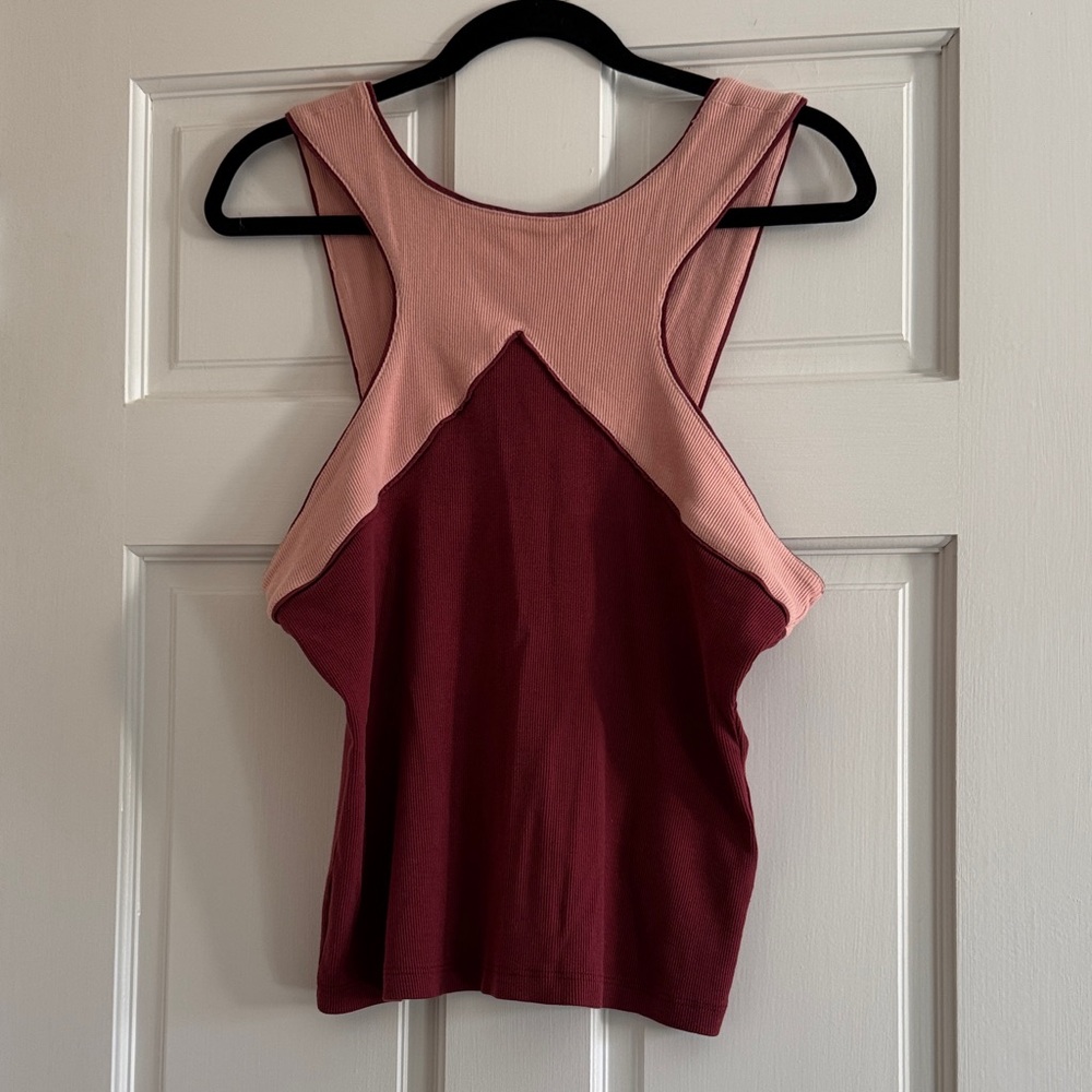 Maeve by Anthropologie Pink and Burgundy Cotton Tank